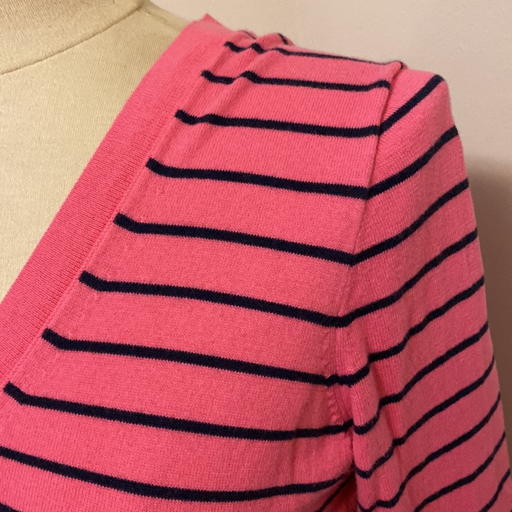 J. Crew pink and Navy Blue Striped V-Neck Sweater, Small Bundle 4/$24 Sale - Picture 2 of 9